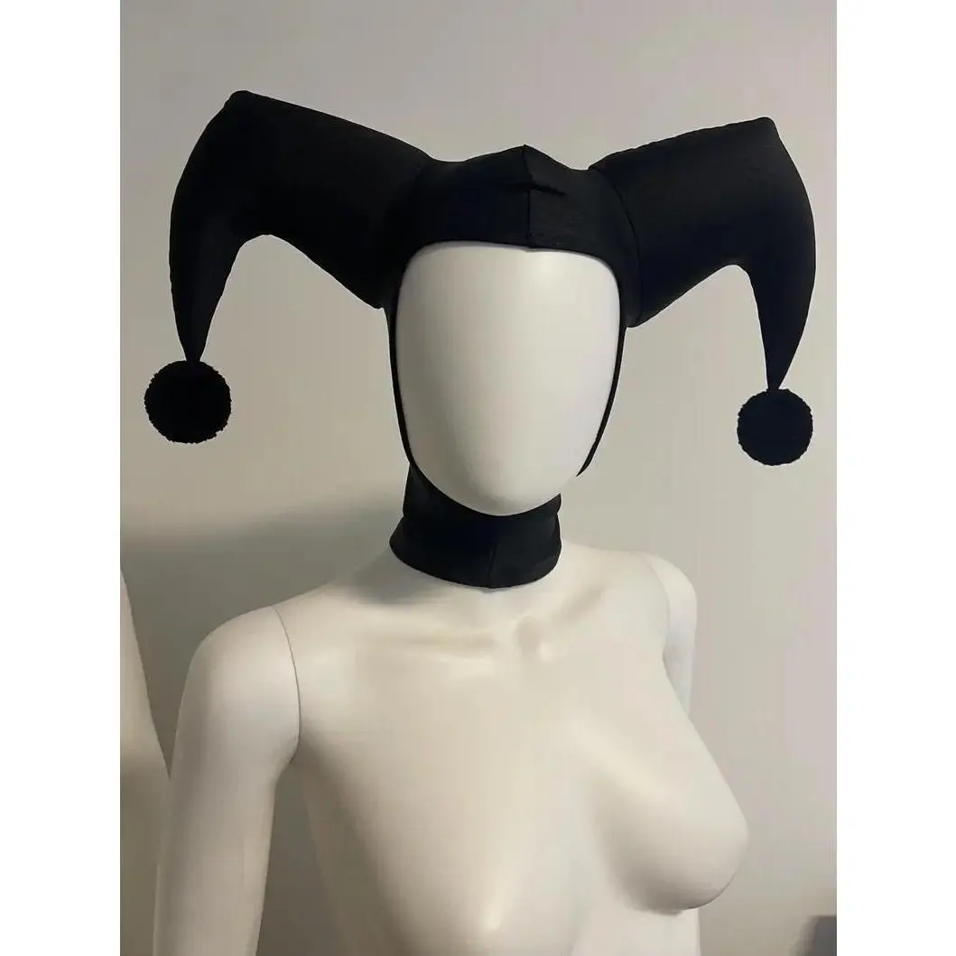 Jester Cosplay Black/Red Hat Harley Cosplay Hat Red Black Hat Halloween Party Clown Accessories Prop For Adult