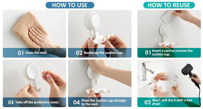 TAILI Shower Razor Holder Suction Cup 2 Pack, Vacuum Suction Razor Hanger for Shower Wall, Suction Door Hooks for Towel Loofah Sponge, Shower Razor Hooks for Bathroom Removable Waterproof, White