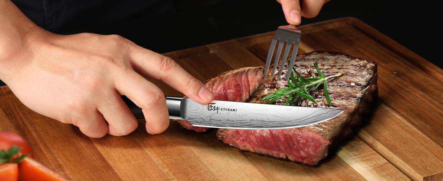 #Summervibes SYOKAMI [UPDATE] Kitchen Knife Set with Magnetic Block and Sharpener 14 Piece Knife Set 360° Rotatable Holder Ultra Sharp High Carbon Stainless Steel Knives Sets with Steak Knives, Anti-slip Ergonomical Handle, Mother's Day Gift