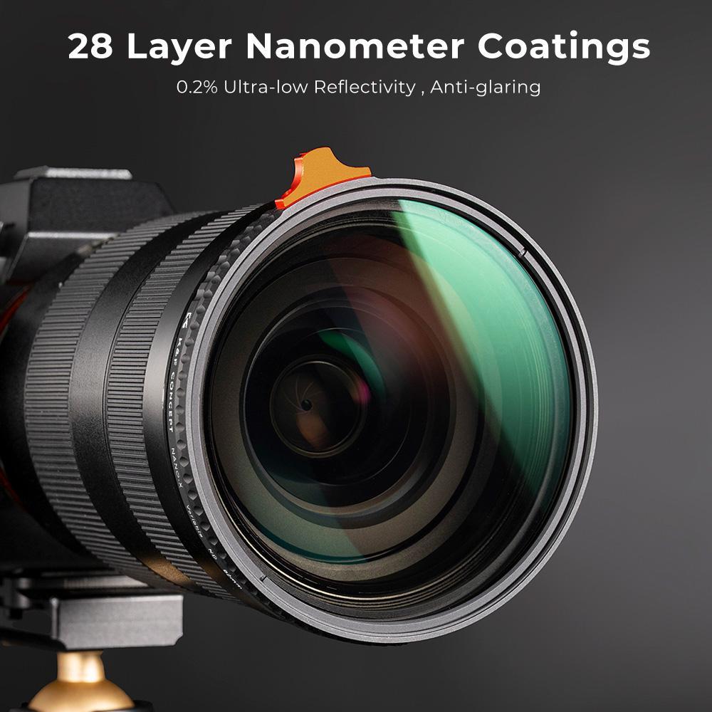 【K&F CONCEPT】 ND3-ND1000 Variable ND Lens Filter (1.5-10 Stops) Putter Adjustable HD Neutral Density Filter with 28 Multi-Layer Coatings for Camera Lens (Nano-X Series)，photography equipment