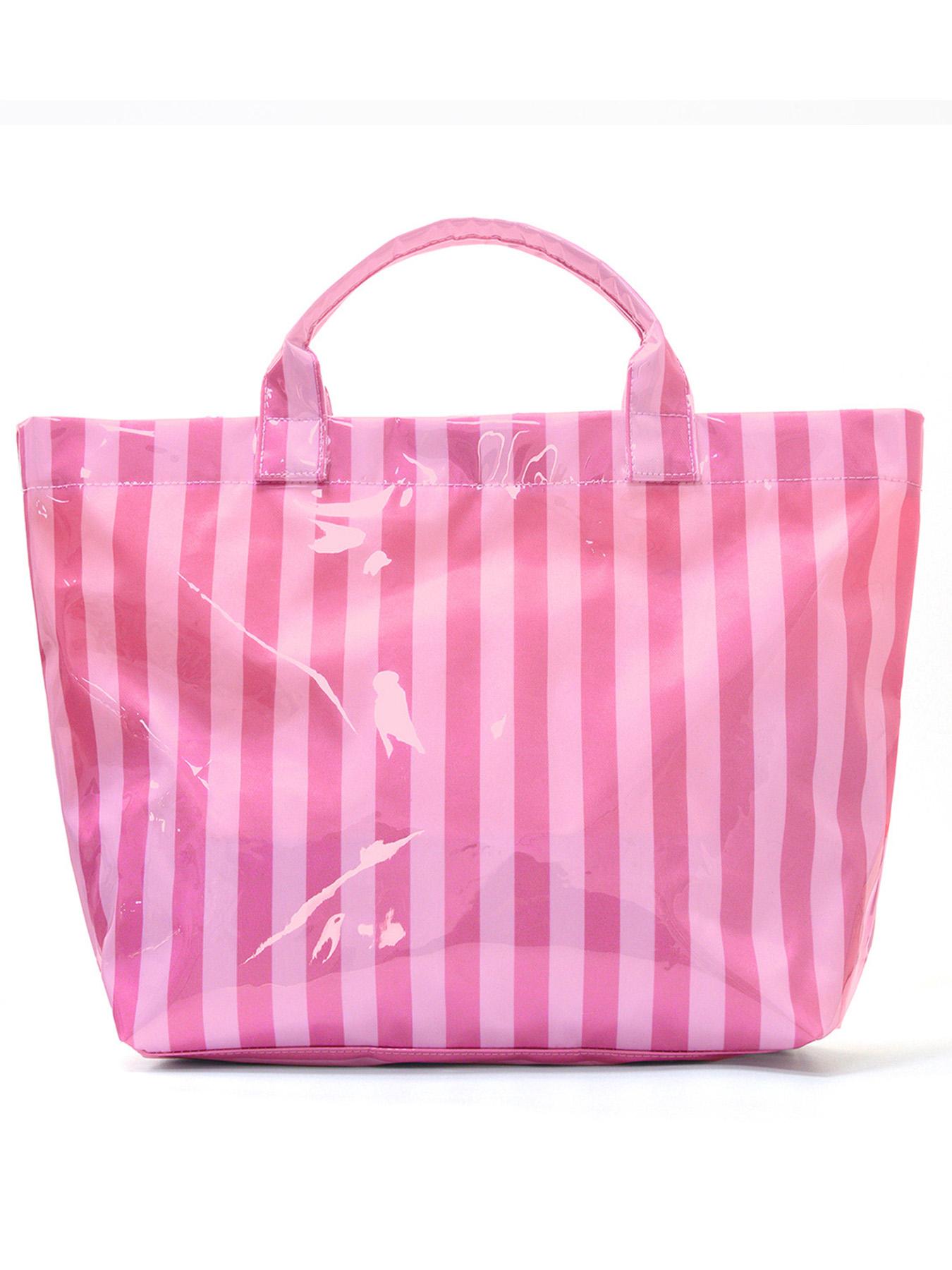 2026 New Striped Handbag Tote Bag, Large Capacity Shopping Bag, PVC Waterproof Fabric, Velcro Closure, Ideal for Daily Commute, Beach Vacation, Travel