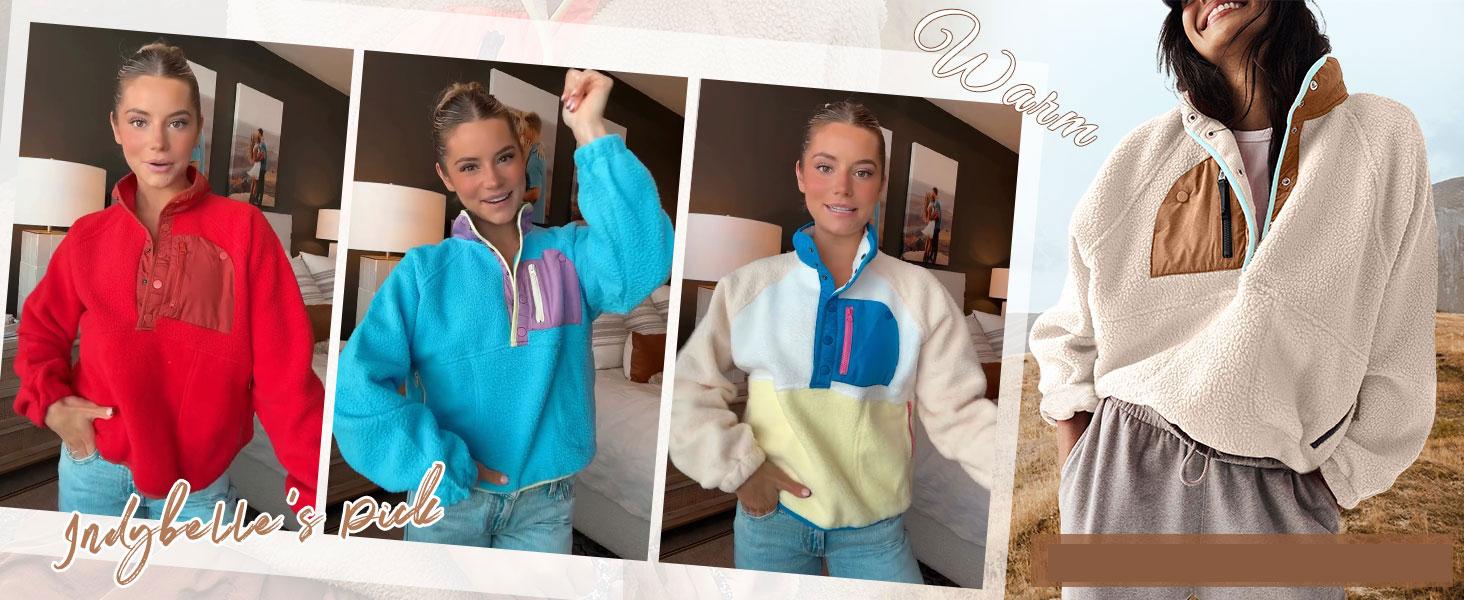 Naeduo Women’s Lightweight Fleece Pullover Jacket Cropped Fall Winter Fuzzy Sherpa Jacket Sweatshirt Coat with Pockets for Hyrox Naeduo Women’s Lightweight Fleece Pullover Jacket Cropped Fall Winter Fuzzy Sherpa Jacket Sweatshirt Coat with Pockets for Hyrox
