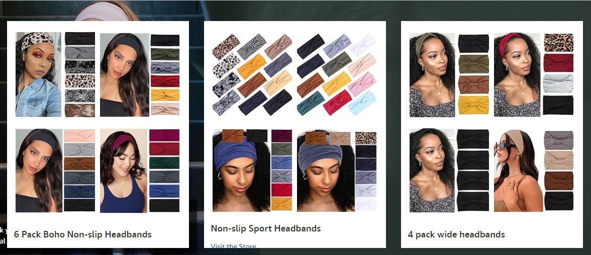 Bohemian Sports Yoga Headbands 6-Pack, Stretchy Non-slip Sweat Absorbing Turban Head Wraps for Women, Soft Comfort Hair Bands for Workout, Running, Daily Use, Great Gift for Her