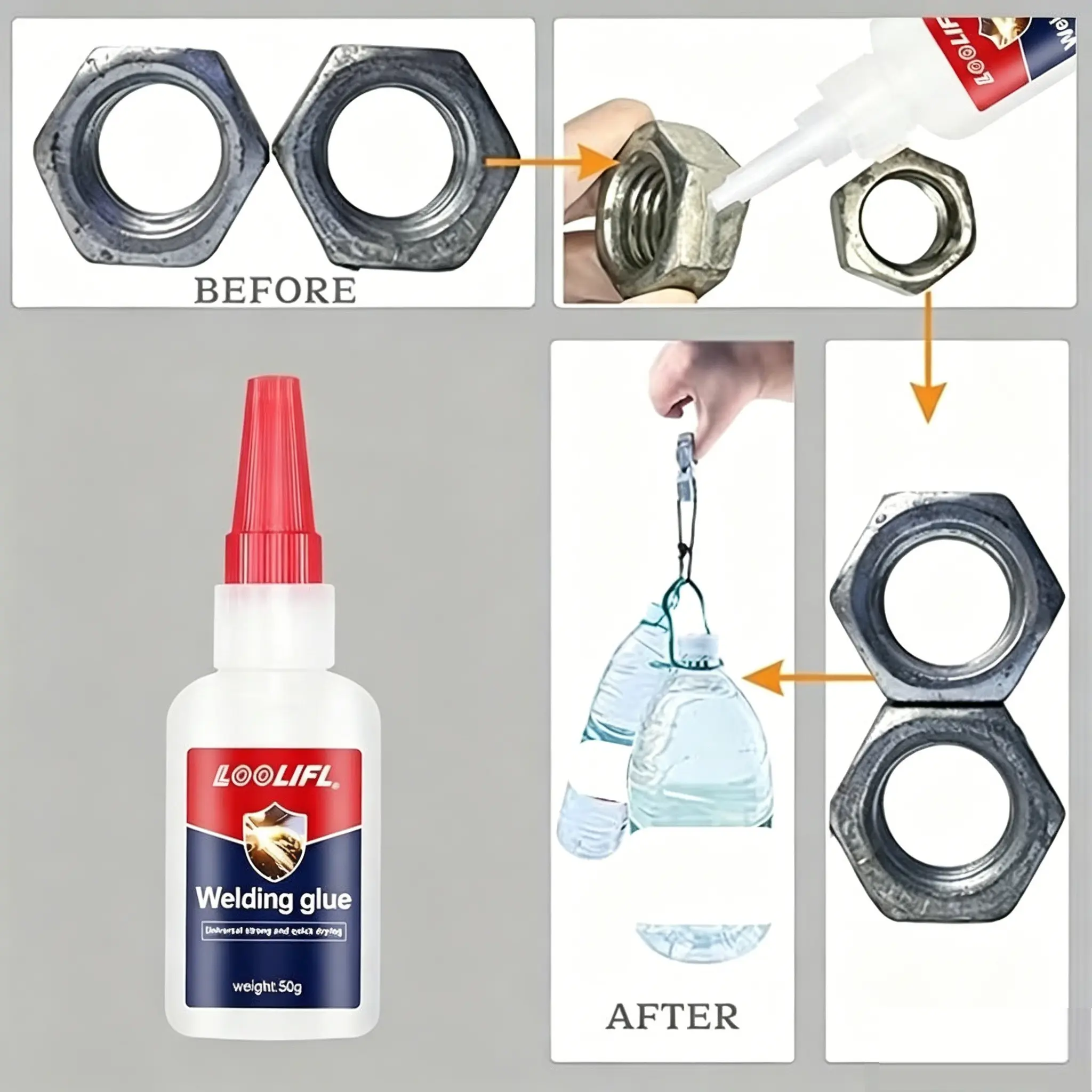 Strong Welding Adhesive Gel, Instant Dry Glue, 10 Seconds Cure Time, Multi-Purpose for Plastic Metal Wood Ceramic Glass, Universal Super Glue