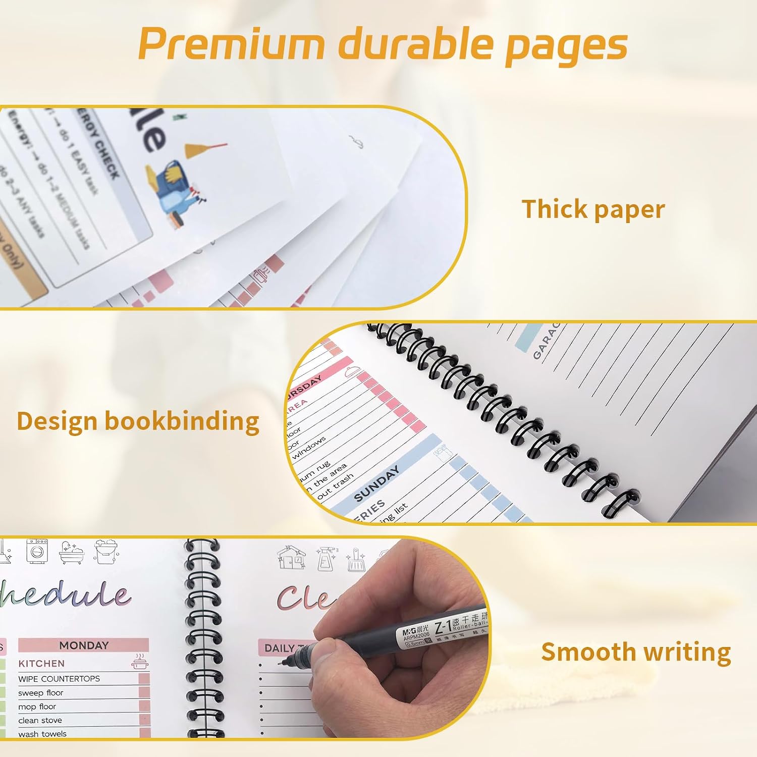 Paper-Based Household Chore Planner Notebook for Adults - Organizer with Daily/Weekly/Monthly Cleaning Schedules, Checklists, Room-Specific Layouts, Durable Wire Binding & Thick Paper for Efficient Task Management Paper-Based Household Chore Planner Notebook for Adults - Organizer with Daily/Weekly/Monthly Cleaning Schedules, Checklists, Room-Specific Layouts, Durable Wire Binding & Thick Paper for Efficient Task Management
