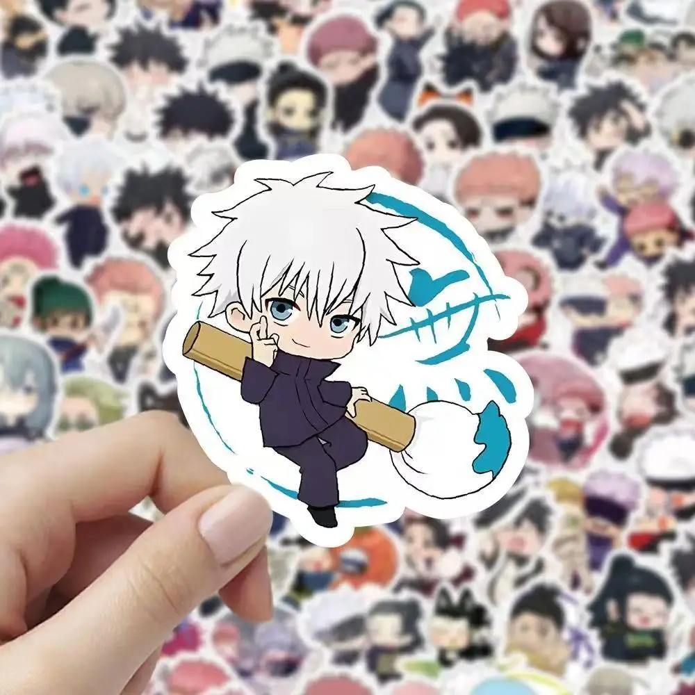 100pcs Jujutsu Kaisen Q Version Stickers Anime Cartoon Waterproof Decals for  Water Bottle Luggage Guitar Skateboard DIY Decor 
