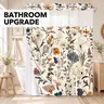 1Pc Vintage Boho Hookless Double Layer Floral Shower Curtain, Floral Shower Curtains for Bathroom, Wildflower Print, Removable Waterproof Anti-Mildew White Liner, Sheer Top, Machine Washable for Home & Hotel, 71×74in