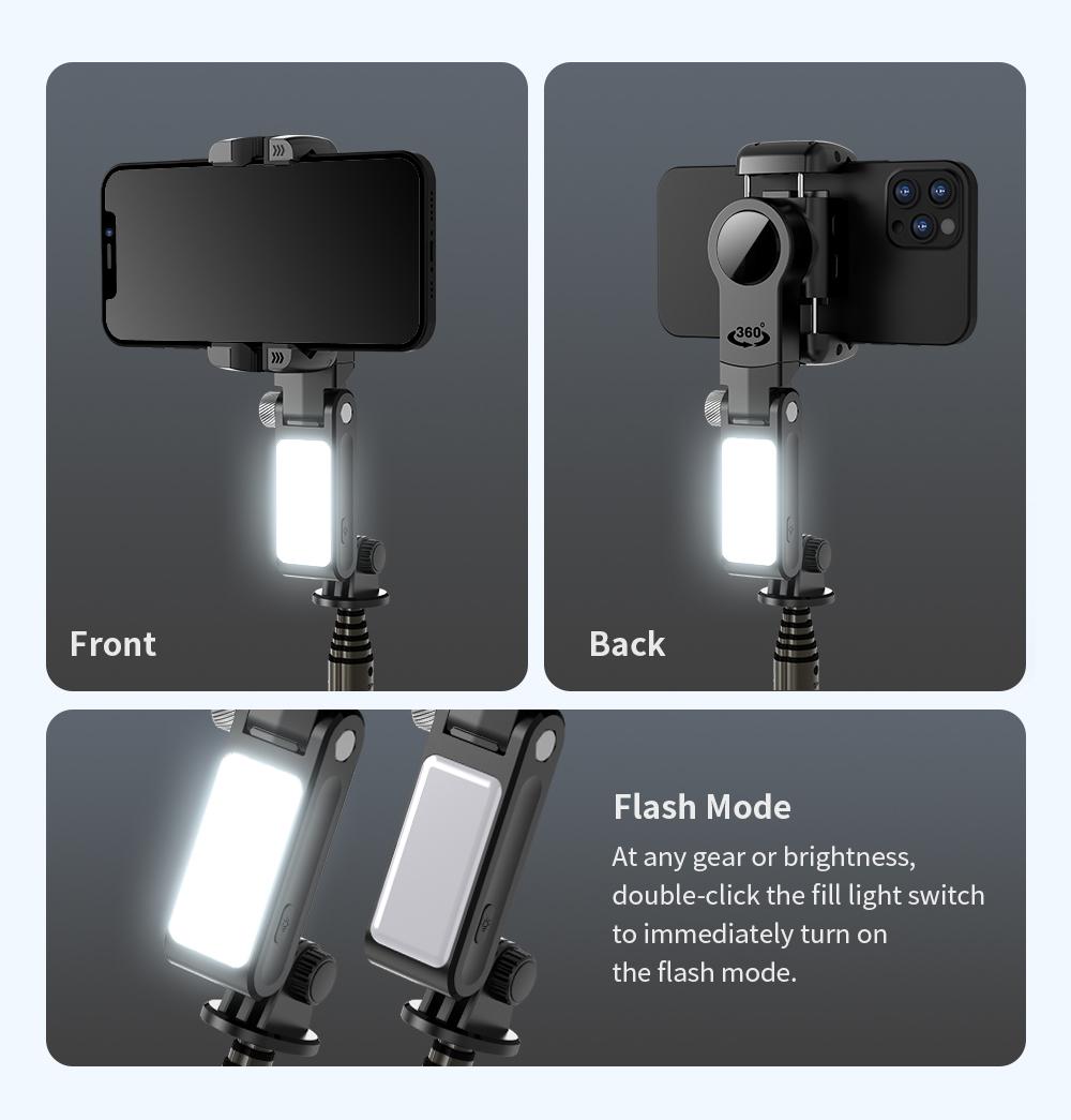 Selfie Q18 with 2D Gimbal and Tripod, Remote LED Light, Anti-Shake and Face Recognition for Perfect Photos, Smartphone Vlogging Kit