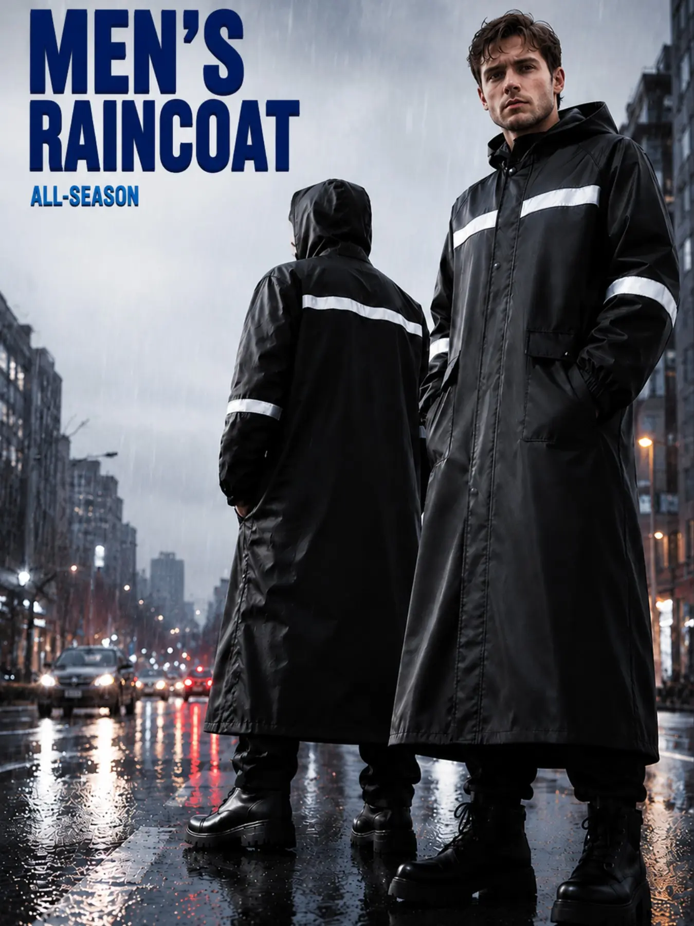 Men's Hooded Raincoat, Adult Jacket, Menswear, Waterproof Coat for Spring, Summer, Fall, Winter, Ideal for Outdoor Activities