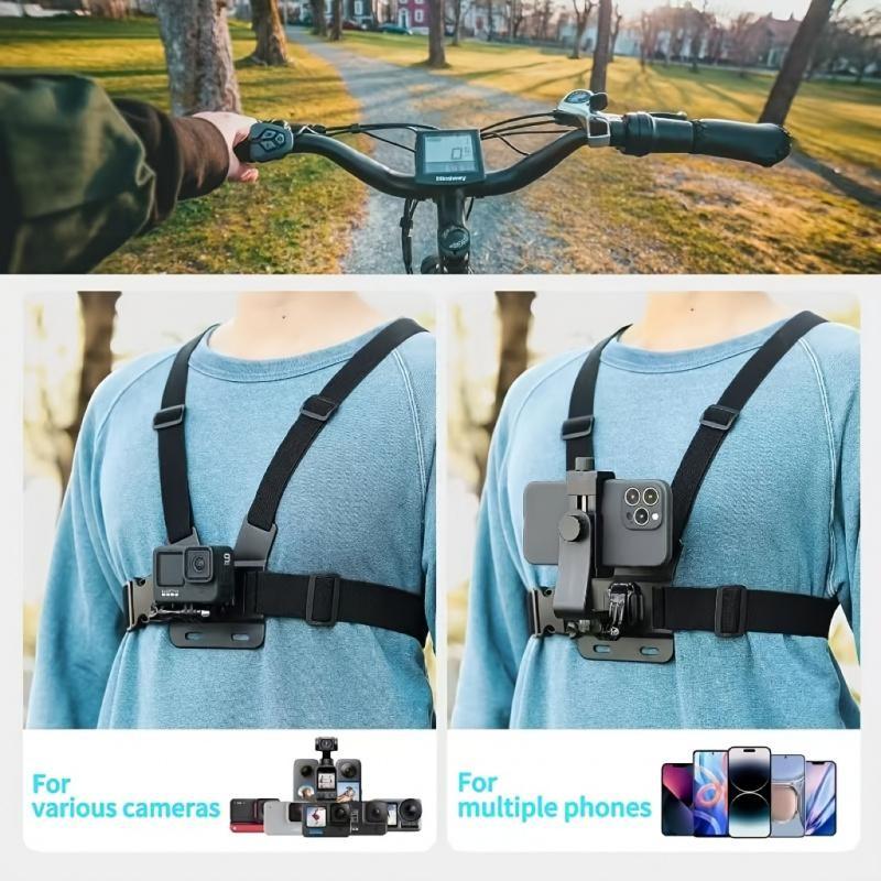Universal adjustable chest strap, suitable for cycling, rowing, fishing, skateboarding, compatible with iPhone, GoPro, DJI sports cameras, POV/VLOG recording, ABS material, Camera Accessory, Vlog Accessories
