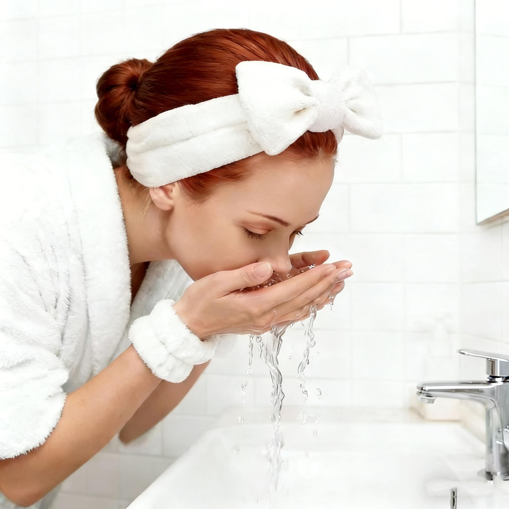 4 Pack Headbands, Sponge Hair Band Bow Tie Set - Wristband Hair Accessories for Women Gifts