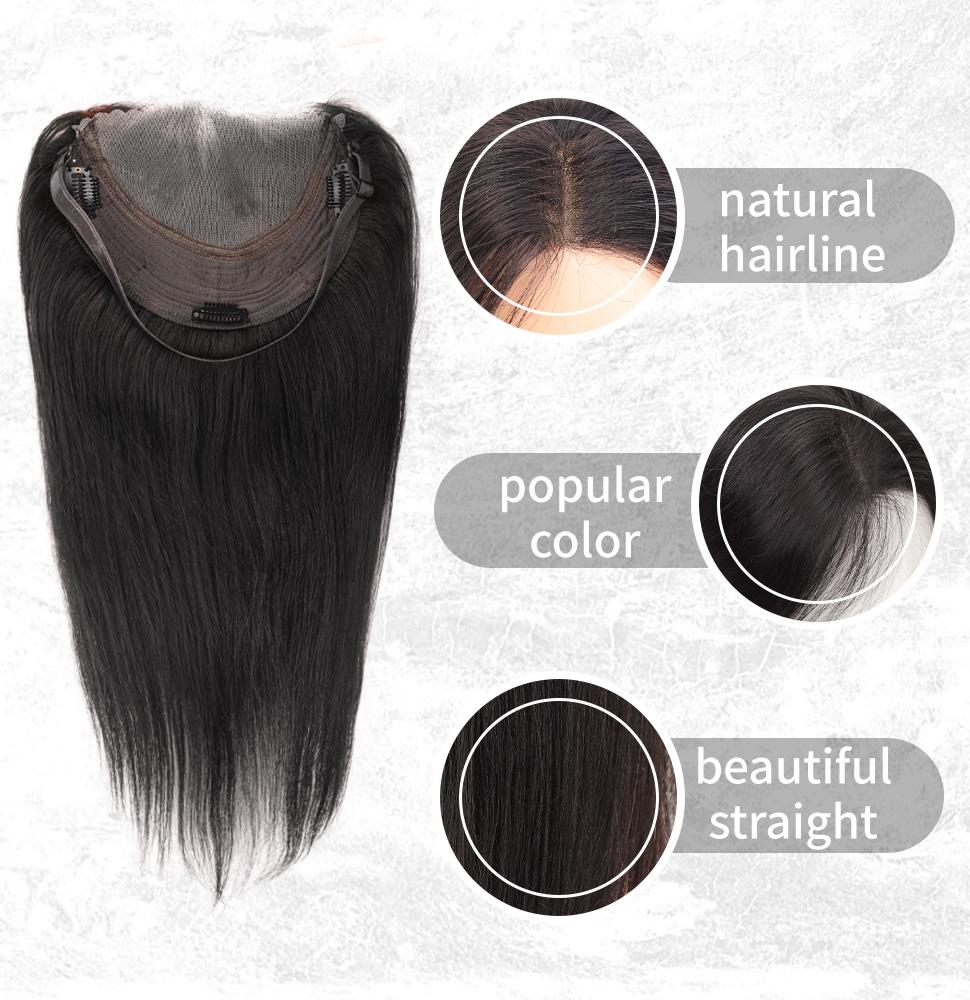 Human Hair Toppers for Women 14 inch Real Hair Topper Natural Breathable Invisible Hair Piece for Daily Party Use