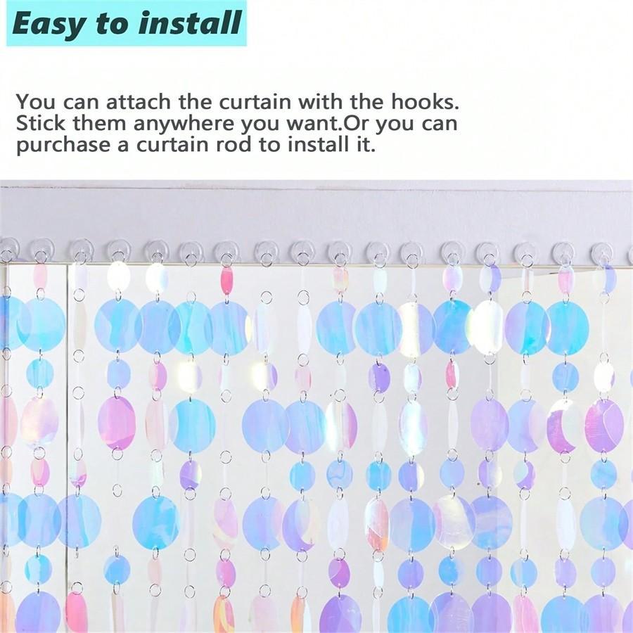 Transparent Shimmering Sequin Curtain Panels, PVC Sparkling Sheer Window Drapes, Glitter Finish, Party Backdrops, Wedding Birthday Decor, Easy Setup