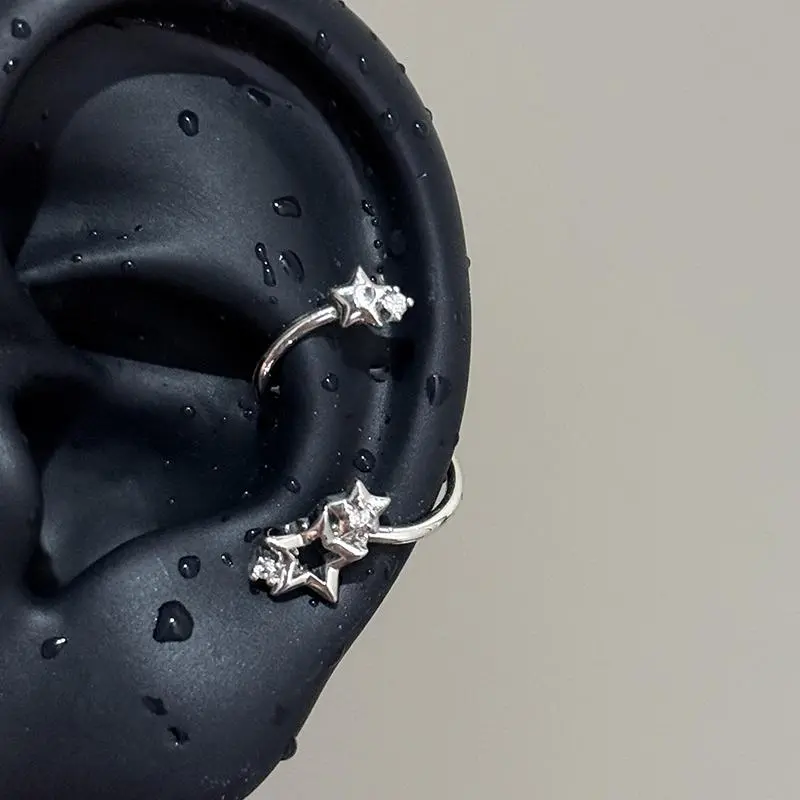 Women's 1PCS 316L Stainless Steel Star-Surround Planet Spiral Ear Bone Nail - Metal Coating Female Jewelry with Hoop & Flower Accents, New Fashion Silver Earrings Accessories, Flowers, Hoop Earrings, Space