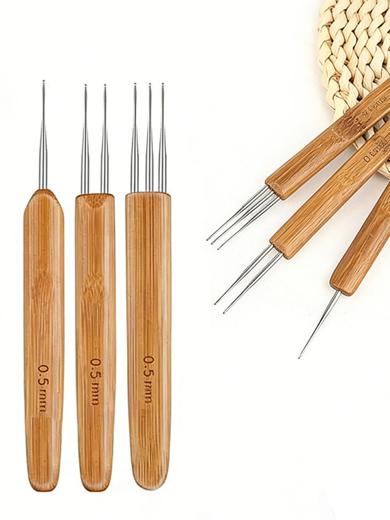 0.5mm High-Quality Wooden Handle Crochet Hook, Precise Needle Tip, Ideal for Wigs, Braiding, Hair Extensions, Handmade Crafting Tools