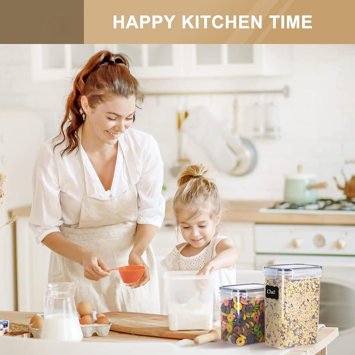 7/15/24-piece set Airtight Dry Food Storage Containers Set, Clear Plastic Bins for Rice, Grains, Nuts & Flour