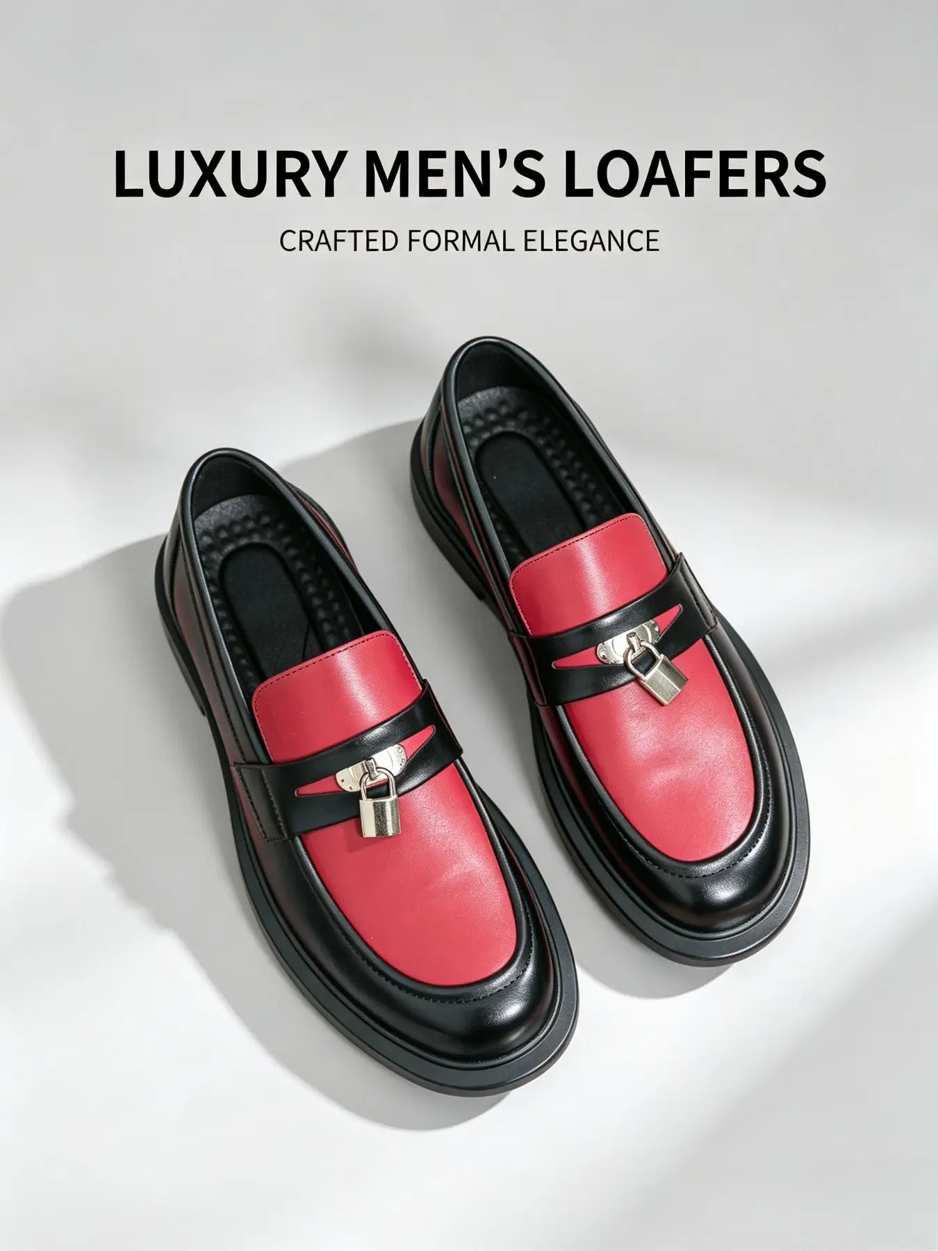 Men's Casual Slip-On Shoes, Metal Buckle Thick Sole Loafers, Plain Design, Non-Slip Rubber Sole, All-Season Fashion Footwear, Easy Breezy Loafers