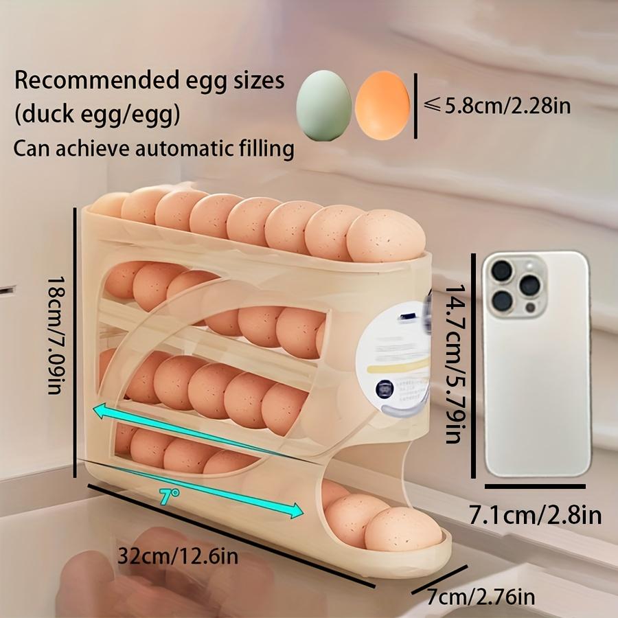 1pc Refrigerator Organizer Rolling Egg Rack, Automatic Sliding, Space Saving, Multi-Layer Incline Roller, Large Capacity Stackable Egg Storage Box
