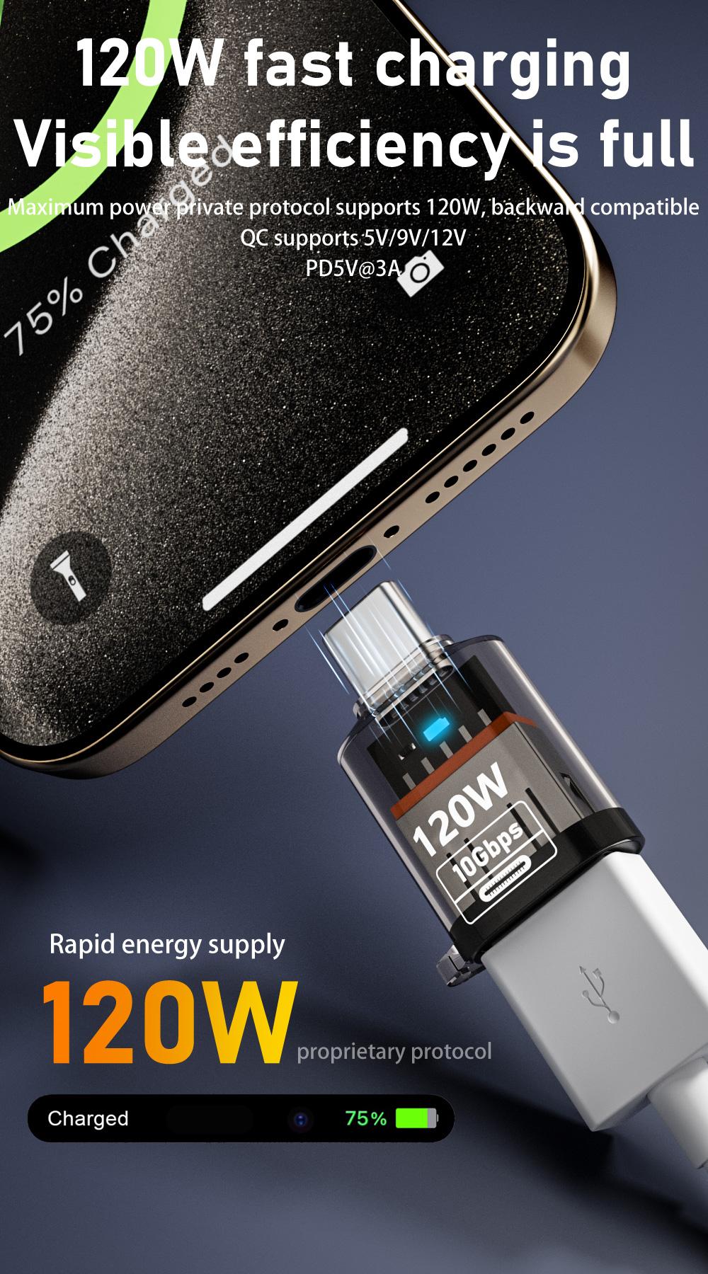 NNBILI 120W USB3.2/Gen2 Adapter Type C to USB Data Transfer OTG Adapter for iphone15 16 Samsung Mobile Phone Converter