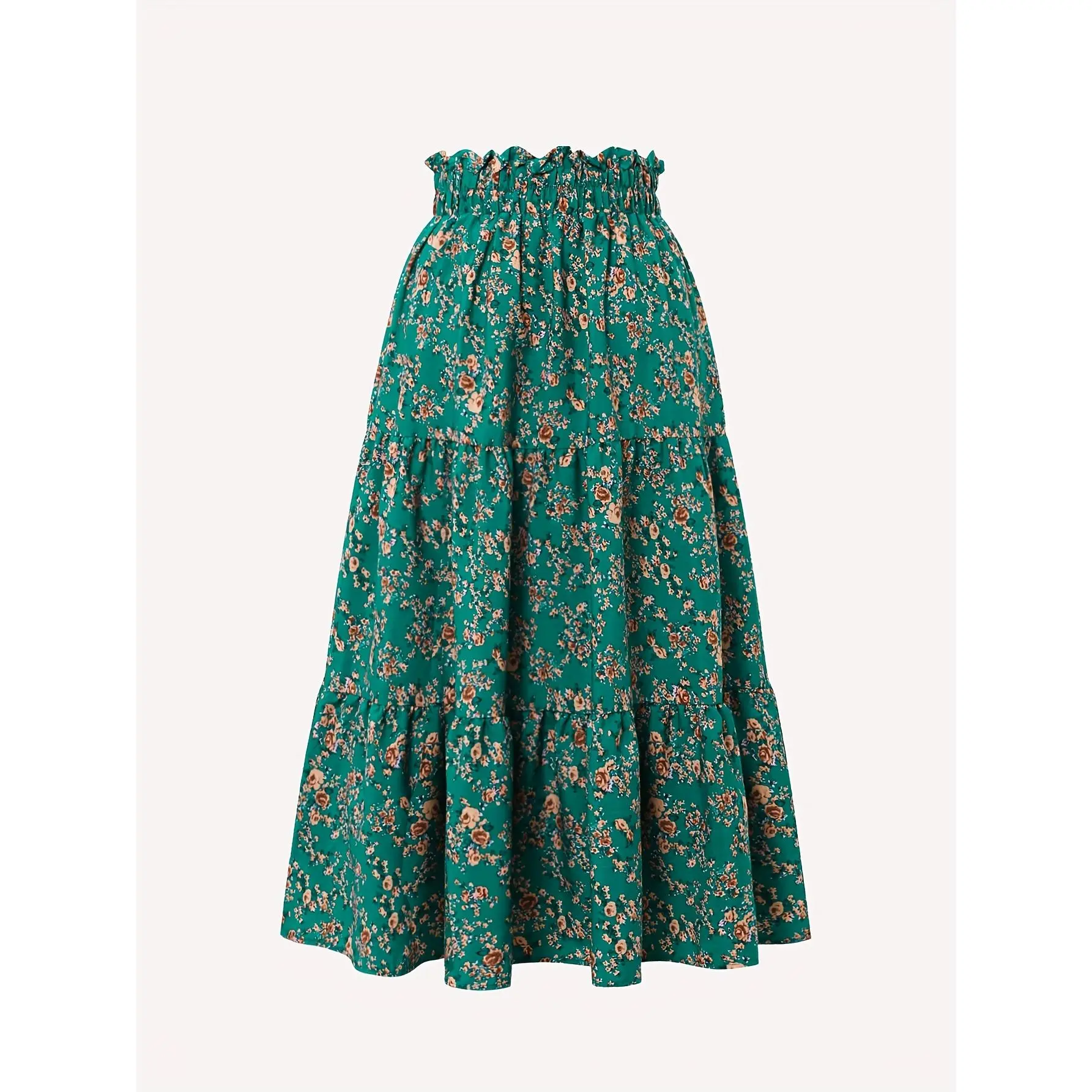 Women's Skirt with Floral Pattern Midi Skirt A Line Pleated Skirt Bohemian Floral Skirts Casual Skirt