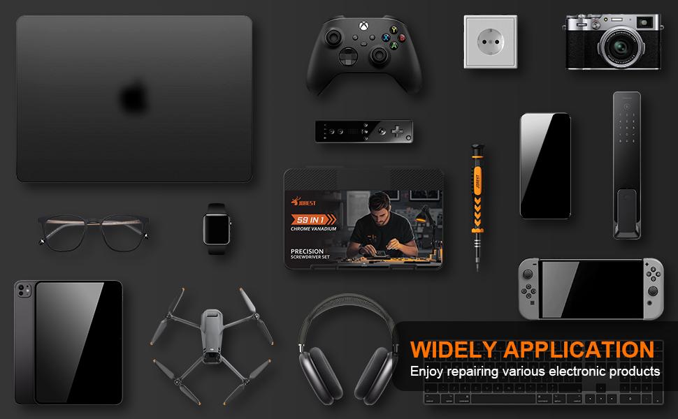 JOREST 59Pcs Small Precision Screwdriver Set with Torx T5, T6, T8, Mini Repair Tool Kit for Macbook, Computer, Laptop, iPhone, PS4 PS5, Xbox, Switch, Eyeglasses, Watch, PC, Ring Doorbell, Electronic