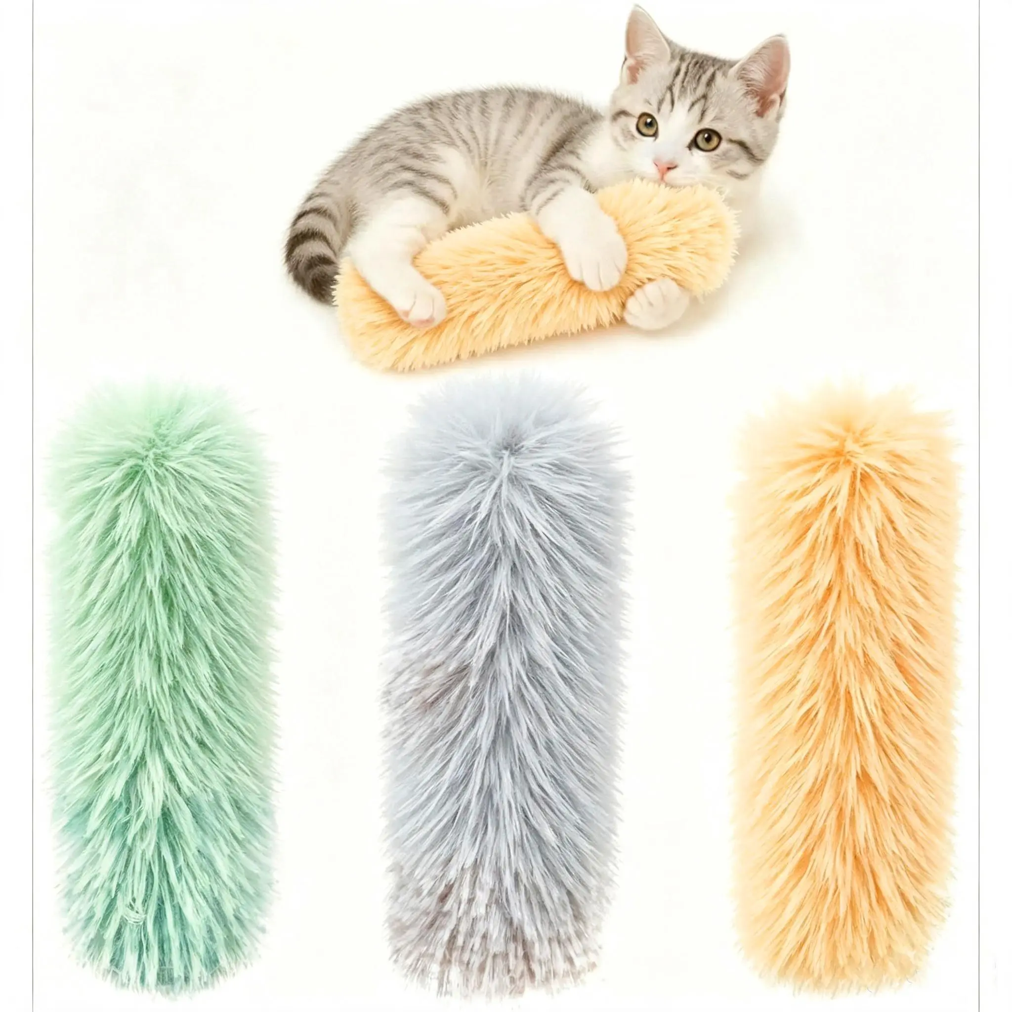 3 Pack Cat Pillow Toys with Catnip, Soft Plush Crinkle Cat Kicker Toys, Catnip Toys, Promotes Self Play, Interactive Indoor Kitten Chew Toys for Kitty Exercise cute boredom relief bore