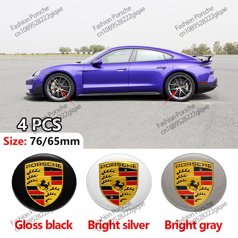 4Pcs 65/76mm Car Wheel Center Hub Cap For PORSCHE PANAMERA TAYCAN Macan 2023-2025 Spyder Carrera Boxster Cayman Cayenne 971 911 718 Car Decoration Accessories