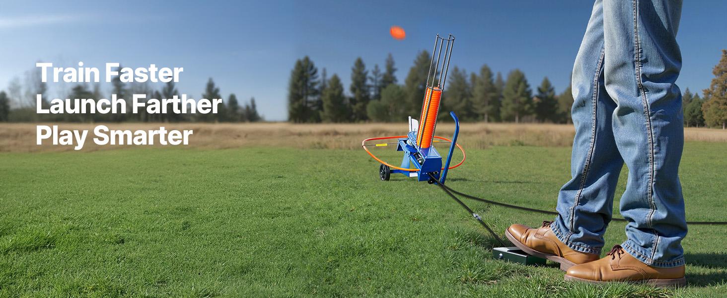VEVOR Clay Target Thrower, 75-80 Clays Pigeon Thrower, 55+ Yards Automatic Skeet and Trap Launcher on Wheels - with Adjustable Angle, Foot Pedal Pull Handle for Clays Throwing, Shooting Sports