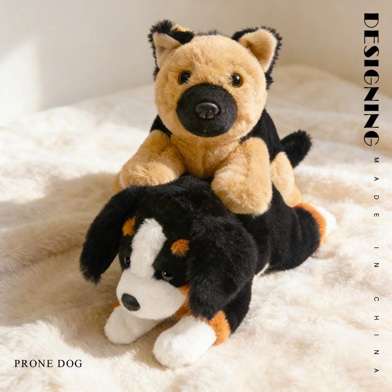 Cuddly Lying Prone Pet Dog Plush Toys Soft Fluffy Husky Shepherd Dog Beagle Doll Sleeping Throw Pillow Kawaii Home Decor