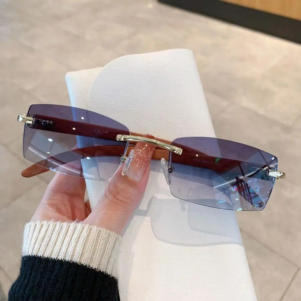 Trendy Punk Sunglasses Rimless Rectangle Sun Glasses for Men Women Fashion UV400 Driving Shades Frameless Gradient Eyewear 2025