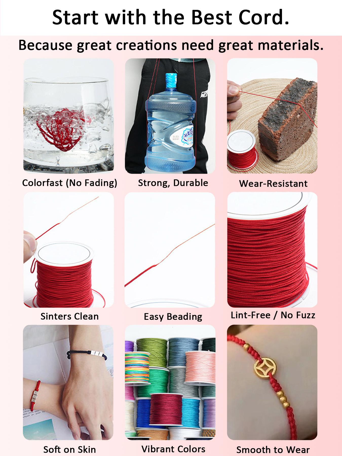 0.8mmx65m Matte Nylon Cord for DIY Bracelets, Jewelry Making, Beading and Craft Projects, Ultra-Durable Versatility String Multi-Color Available