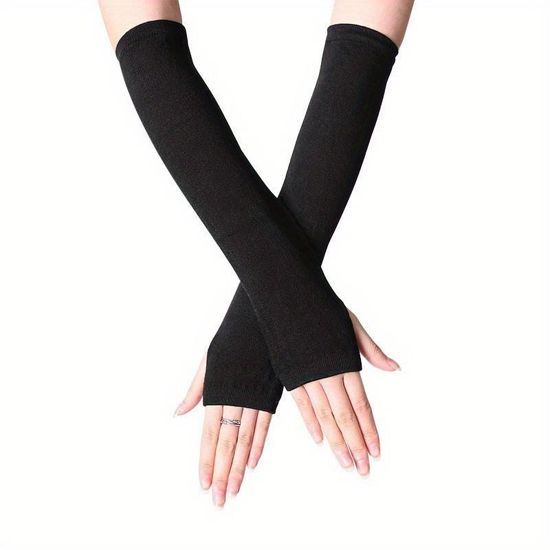 1 Pair of Women's Thermal Arm Sleeves - Winter Thermal Fingerless Gloves, Elastic Arm Warmers for Cosplay Parties, Gym, Commuting - Cold Weather Apparel, - Halloween and Daily Use, Halloween Costume, Gym Wear, Fashionable Design, Snug Fit, Cold