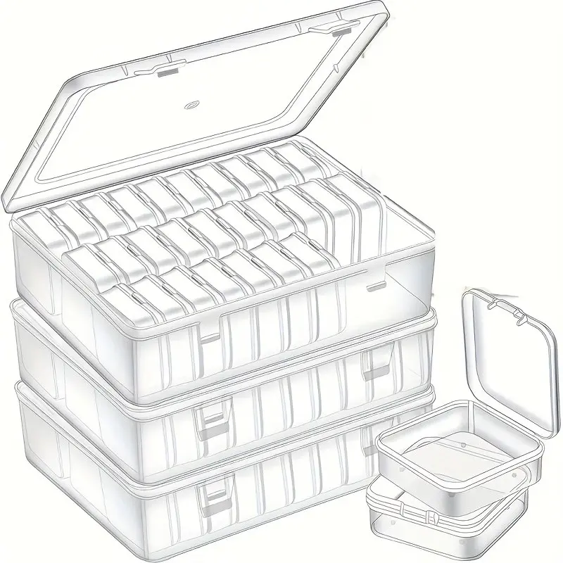 Large/Small Transparent Plastic Storage Boxes 60/90/62/93 Count Thickened Stackable Drawer Organizers for DIY Bead Jewelry Display Portable Craft Boxes for Hair Christmas Gifts for Crafters Handmade-Compatible