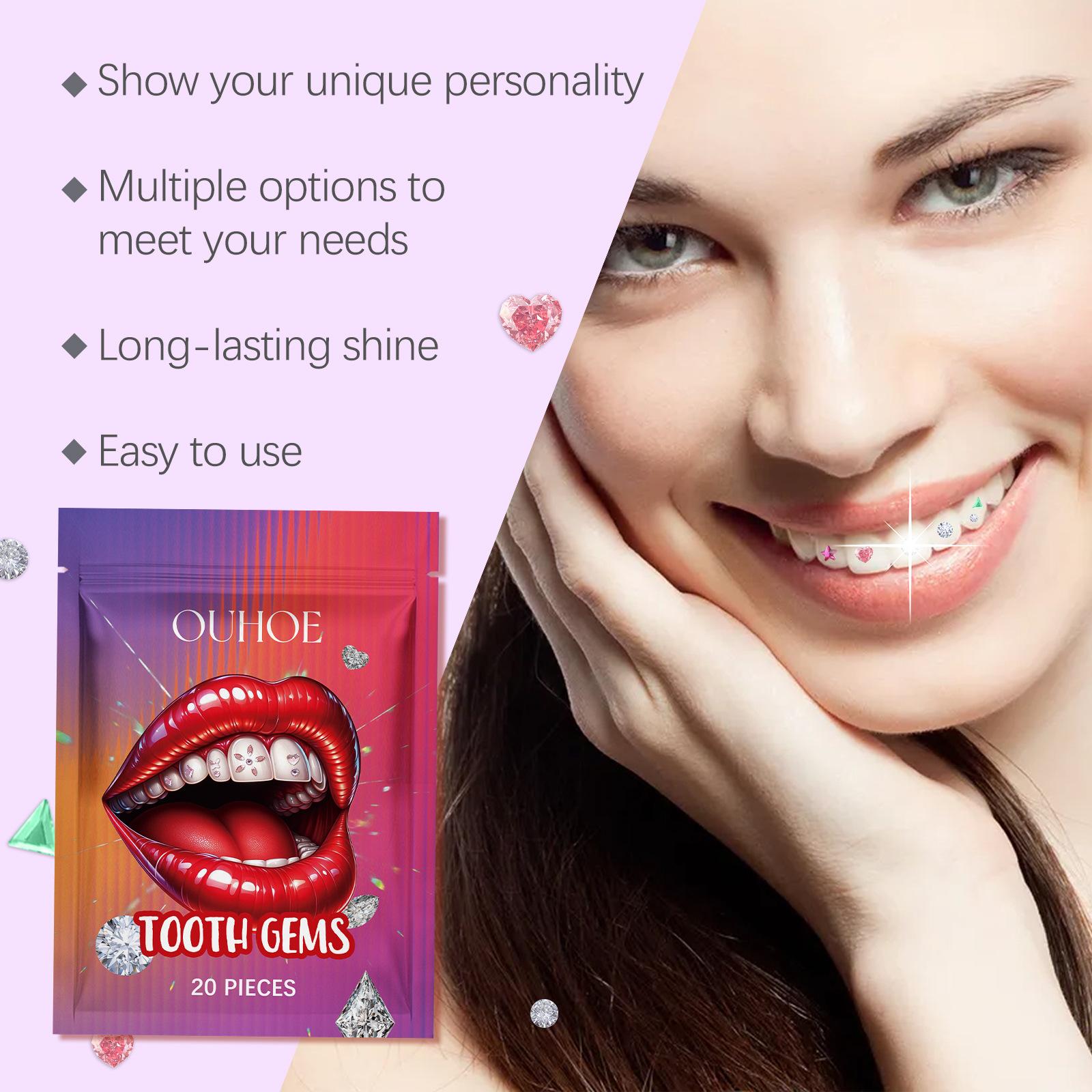 Crystal tooth gems, sparkling tooth gems, decorative and fashionable teeth stickers to enhance the brightness of your smile, portable crystal tooth gems