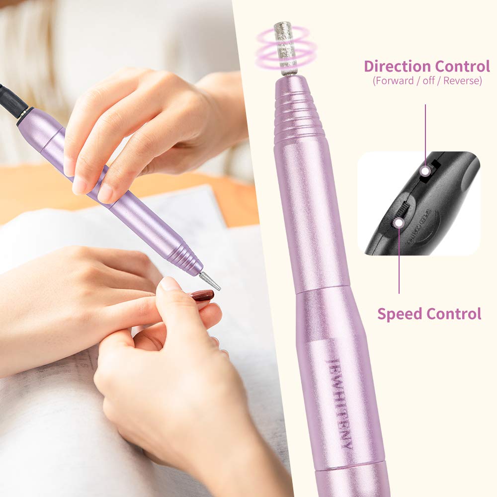 Jewhiteny Electric Nail Drill Machine 25000RPM Professional Portable Manicure Pedicure Polishing Shape Tools Efile Nail File Drill Kit for Acrylic & Cuticle Exfoliator