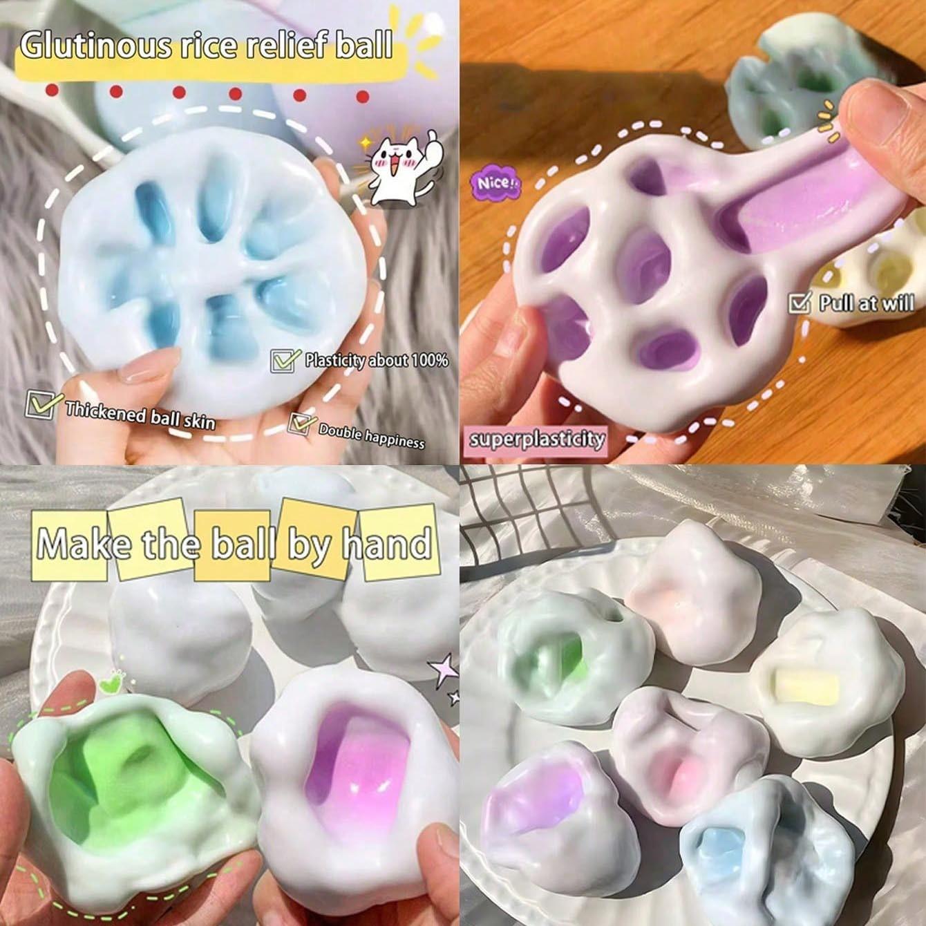 3pcs Handmade Mochi Stress Relief Toy, Soft Squishy Glutinous Texture with Thin Ice-Skin Feel, Squeeze to Relieve Stress, Ideal Gift for Office, Parties and April Fool's Day (No Air Pump)