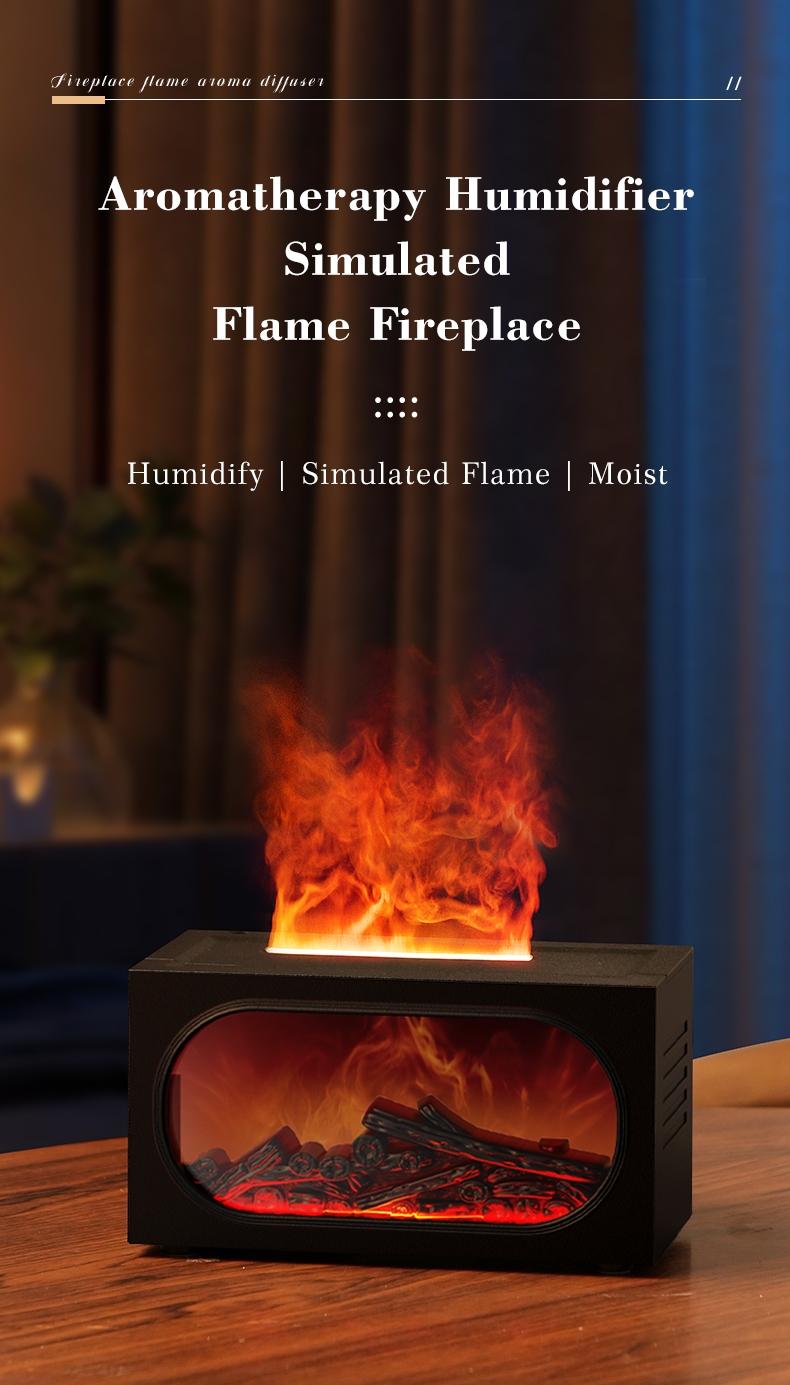 Fireplace Scent Diffuser Humidifier, Aromatherapy Humidifier, Flame Atmosphere Light, Waterless Power Protection, Fine Mist & Coarse Mist Output, Quiet Operation