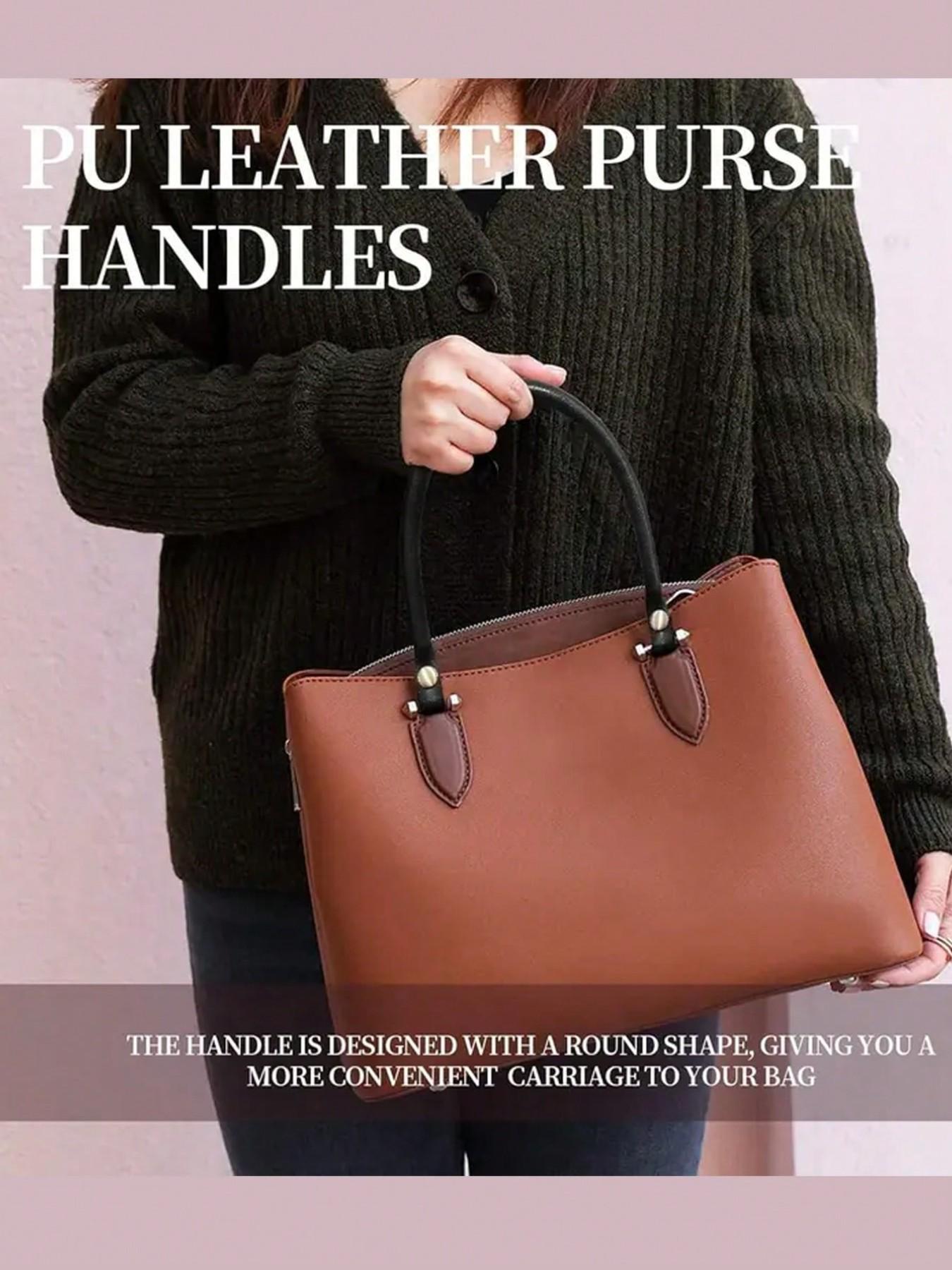 PU Handbag Shoulder Strap Replacement, Leather Handle, 40cm, Multifunctional, Easy Installation, Round Design, Perfect Gift for Craft Enthusiasts