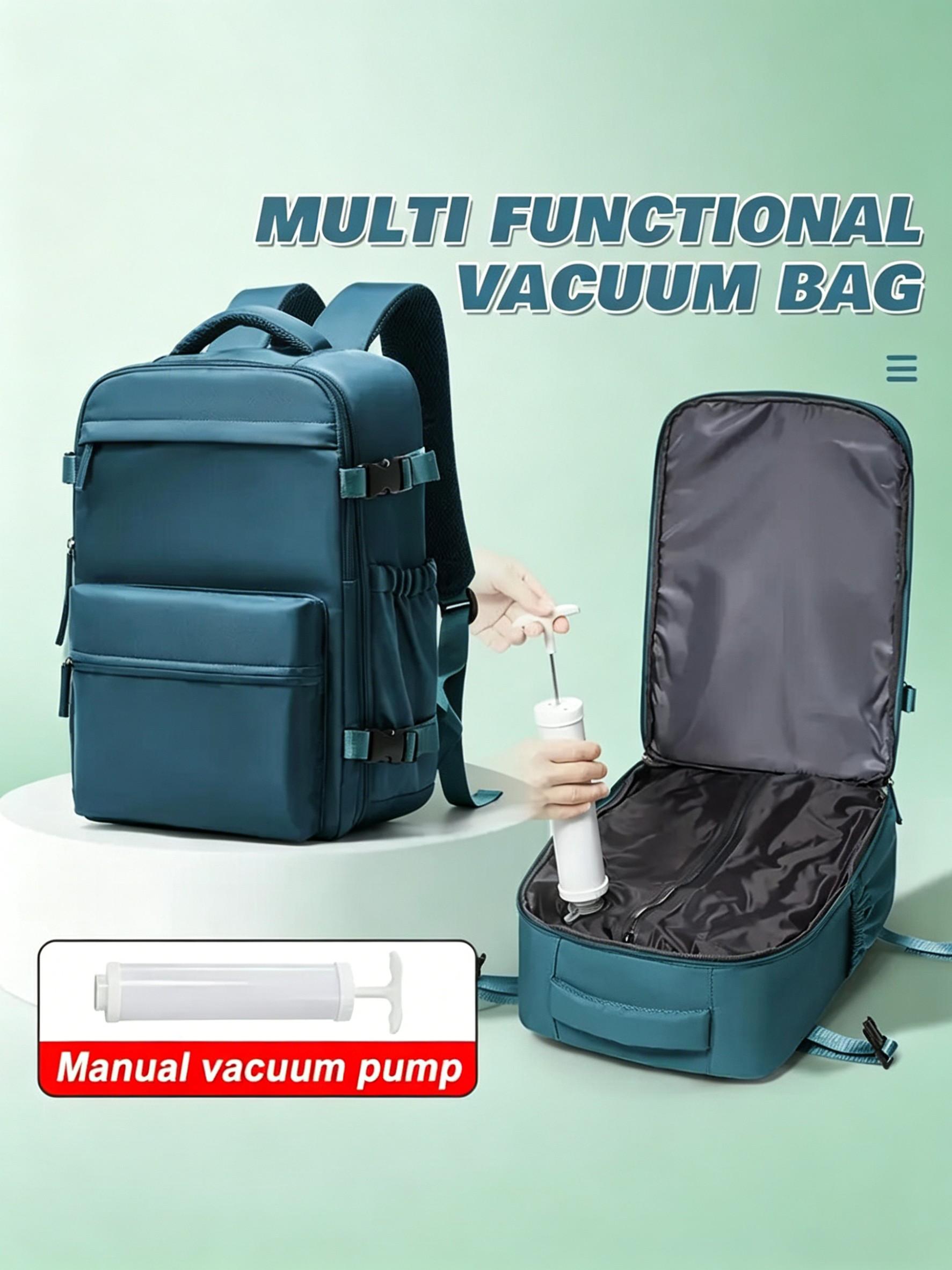 Commuting Vacuum Compressed Travel Work Backpack, Vacuum Compression Backpacks, Ryanair Boarding Ready, Large Capacity, Business Laptop, Women's Backpack with Air Pump