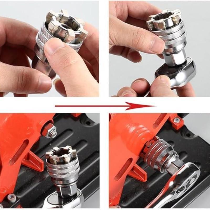 Multi-Function Universal Socket Wrench Tool, Adjustable Universal Socket Wrench, Ratchet Torque Wrench, Power Drill Accessory, Wrench Extend Rod