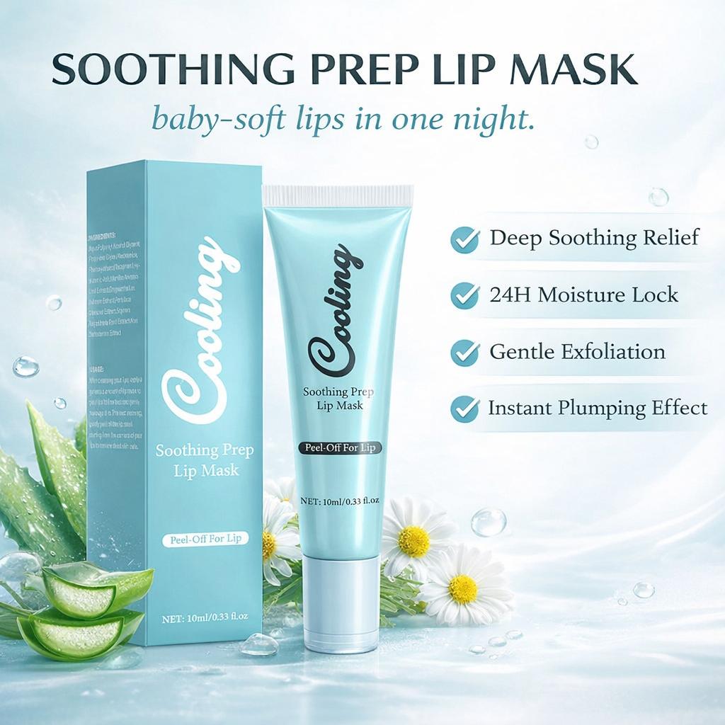 Soothing Prep Lip Mask, Cooling Peel Off Lip Mask, Hydrating Lip Mask For A Softer & Smoother Pout, Infused With Hyaluronic Acid, Non-Sticky, Vegan & Cruelty-Free​, Gentle Exfoliator for Lips, Hygienic & Easy Application, Daily Lip Care, 0.33 fl.oz