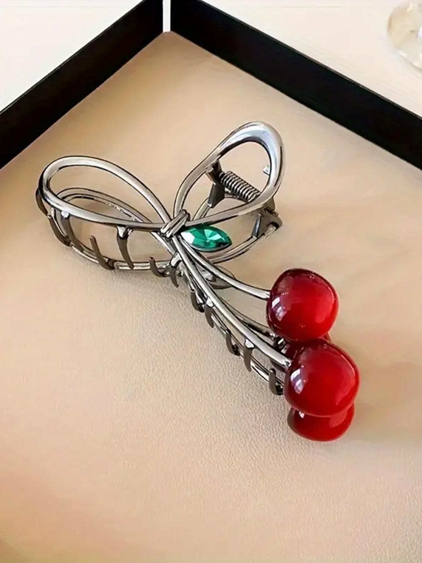 Cute Cherry Hair Claw Clips for Women Sweet Fruit Acrylic Hair Catch Barrettes Fashionable Acetate Hair Accessories Girls Daily Styling Gift