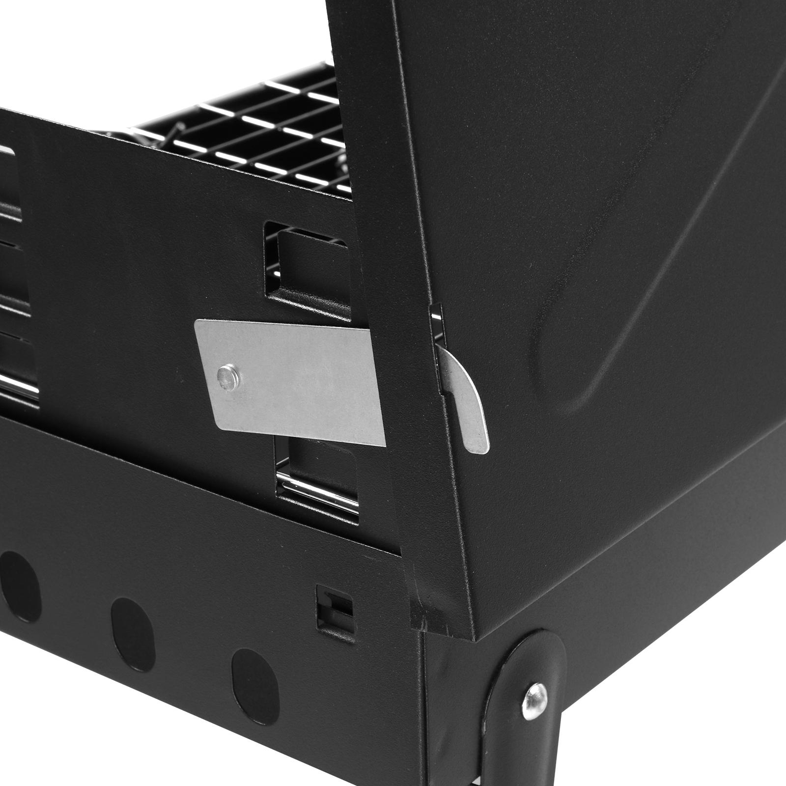 FatherDayGift Portable Square Charcoal Grill – 44x27x7cm Compact Black Outdoor BBQ Grill for Camping, Picnic, Backyard Use – Lightweight & Durable Design