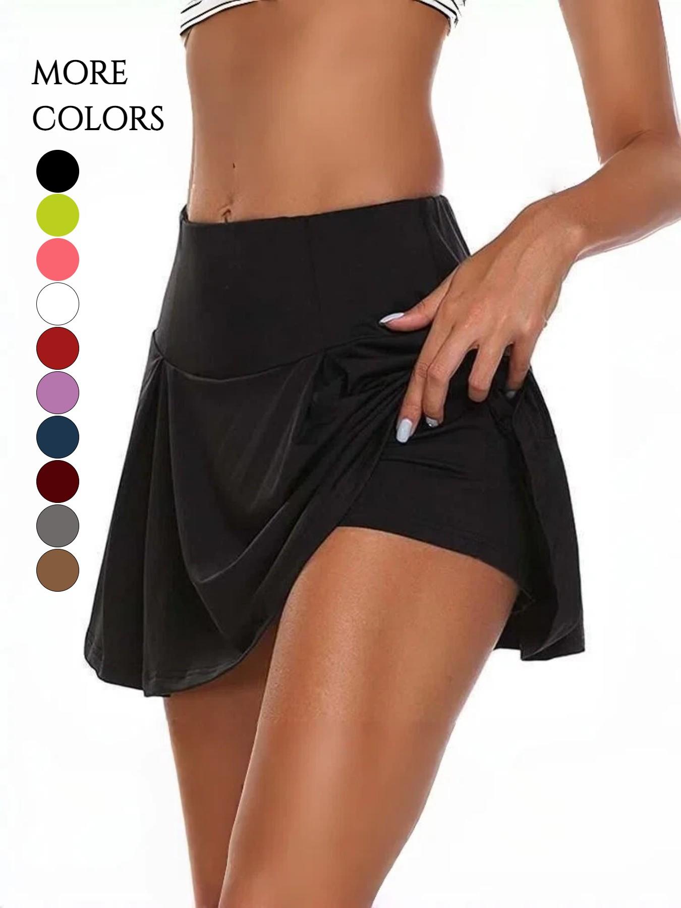 2026 Summer Women's Plain Fitted Sporty Short Skirt, Multi-Color Options, S-Xxxl, Casual Style, Comfortable Fit, Perfect for Daily Wear