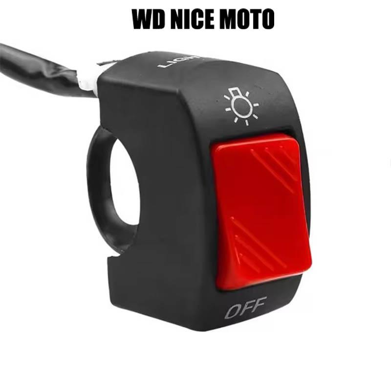 WD NICE MOTO Motorcycle Handlebar Flameout Switch, on off Button for Moto Bike Headlight Signal Lamp, Universal Control Button 12V