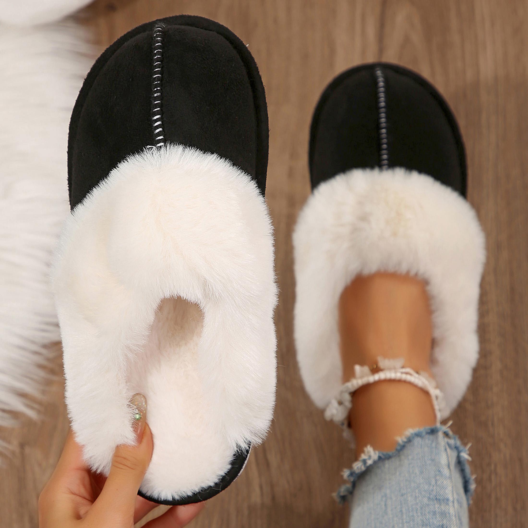 Women's Slippers Fuzzy Warm Slip-on Fluffy Bedroom House Shoes Suede Cozy Plush Breathable Anti-Slip Indoor & Outdoor Winter