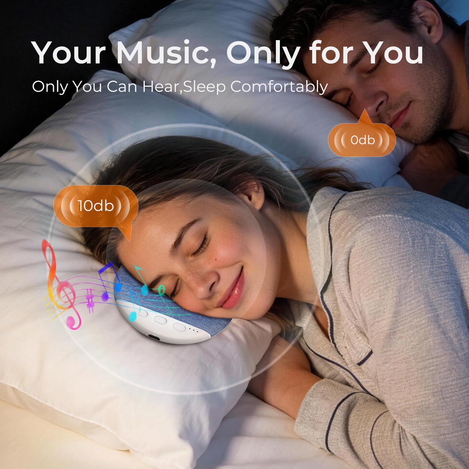 Ultra-Thin Speaker, Wireless Bluetooth Sleeping Pillow Speaker, Portable Under Pillow Sleep Speaker with White Noise & Timer Function, Comfort Sleep Aid Device for Adults, Mother's Day Gift#Summervibes