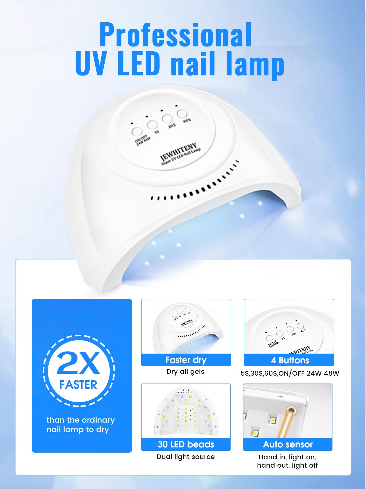 Jewhiteny UV LED Nail Lamp for Gel Nail Polish - Home Manicure Making Tools with Auto Sensor & 4 Timers, Ideal for Salons and Cutics