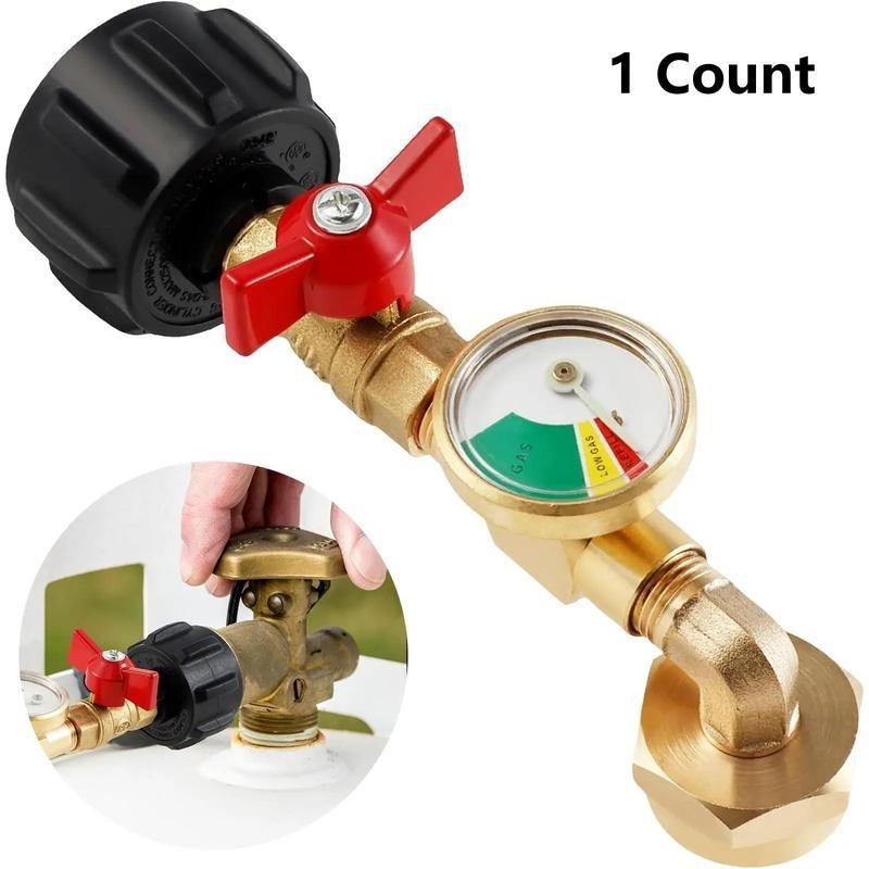 Propane Refill Adapter with Valve & Gauge, Gas Cylinder Filling Connector, Glow in the Dark Meter, Ball Valve Gas Tank Connector, Christmas Gifts