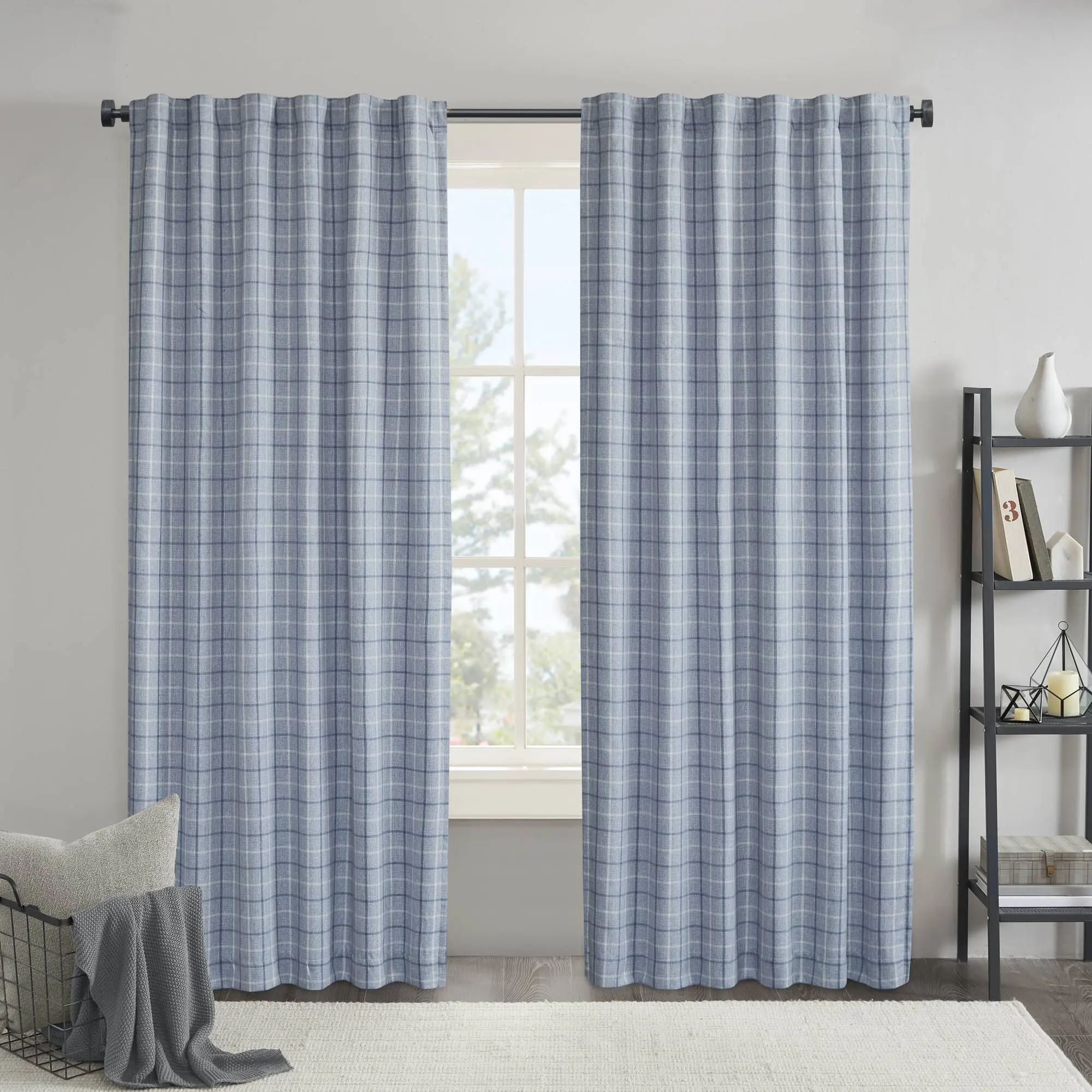 Nokaa 50x95 Inch Plaid Rod Pocket and Back Tab Curtain Panel with Fleece Lining, Thermal Insulated Window Drape for Living Room Bedroom, Single Panel, 50"W x 95"L, Plaid Pattern, Home Furniture and Household Product Search Terms for US Online Shop...